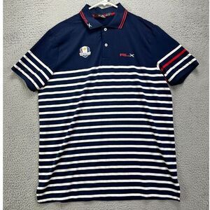 RLX Ralph Lauren Golf Polo Shirt Adult Large Blue White Candy Stripes Rugby Mens